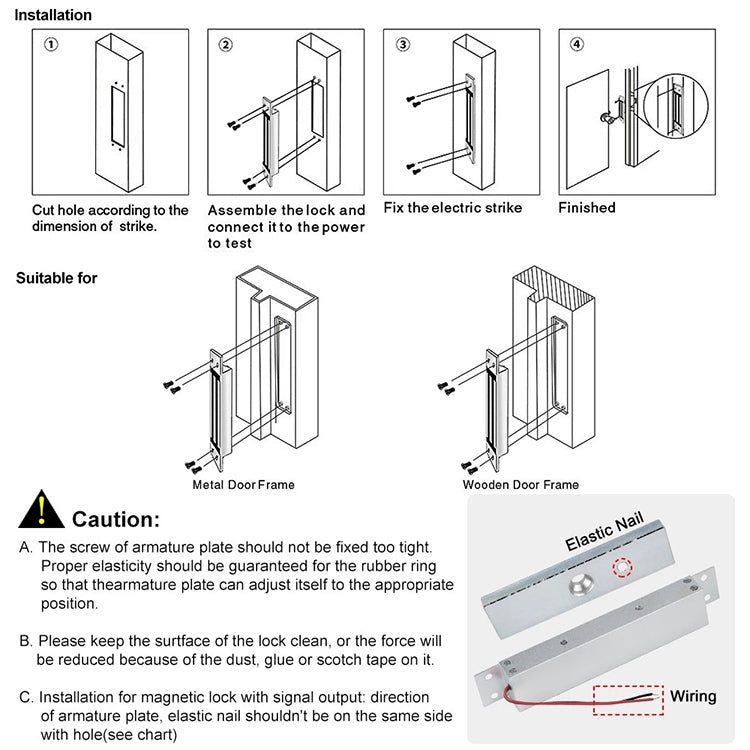 YH-280M Single Door Magnetic Lock With Mortise Mount (600Lbs)