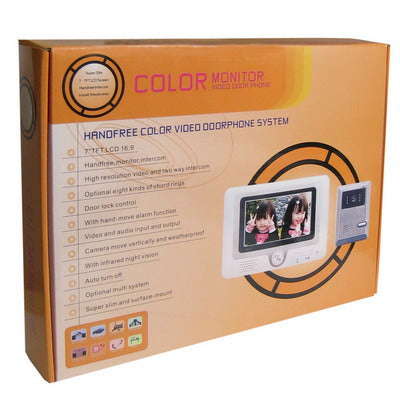 7 inch hands free color video door phone system with hand move alarm function