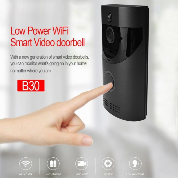 B30 720P 2.4GHz WiFi Low Power Smart Video Doorbell without Dingdong Bell, Support Infrared Night Vision/ Video Talk-back / PIR Detection
