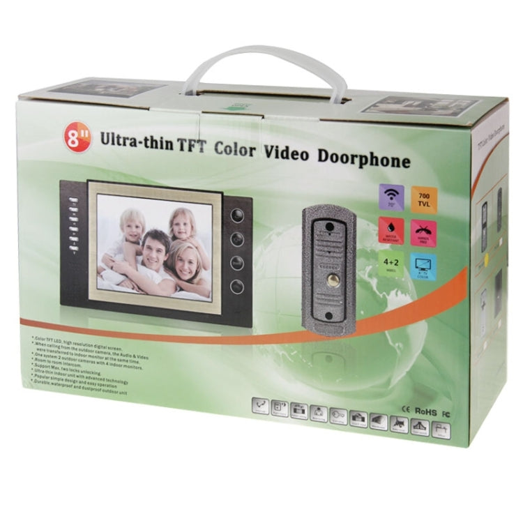 DP-889 8.0 inch Ultra-thin TFT Screen Video Door Phone DoorBell Intercom System 700TVL Camera, Support Night Vision