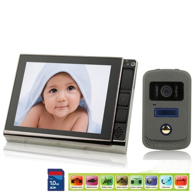 8.0 inch HD TFT LCD Screen Hands Free Color Video Door Phone System, with Digital Photo Frame and Infrared Night-vision Function, Support SD Card (Max 16GB)