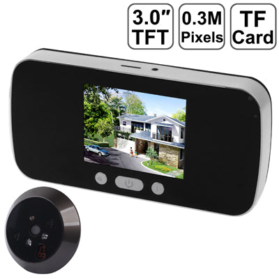 3.0 inch Digital Video DoorBell Phone Peephole Viewer, 0.3 Mega Pixels Camera, View Angle: 170 Degree, Support TF Card & Night Vision