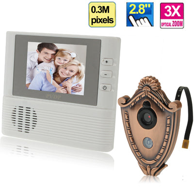 2 in 1 0.3 Mega Pixels 3X Digital Zoom 2.8 inch TFT Screen Electronic Door Peephole Viewer With Door Bell Alert (Doorbell Function), Apply to be Installed Directly at the Door (S2)