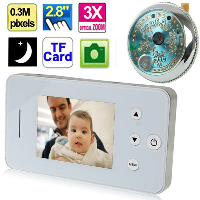 0.3 Mega Pixels 3X Digital Zoom 2.8 inch TFT Screen Ultra High Definition Electronic Peephole Viewer with Photographing / Night Vision / Destruction Alarm Function, Internal 2G Micro-SD(TF) Memory Card (S4)