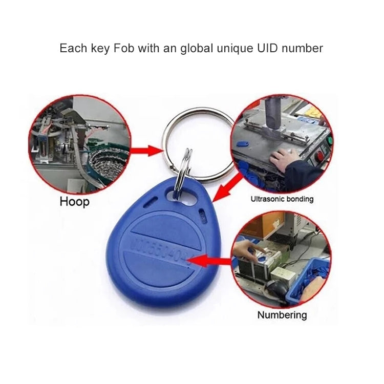Water Resistant RFID Proximity ID Card Token Keyfobs Keychain for Access Control(Blue)