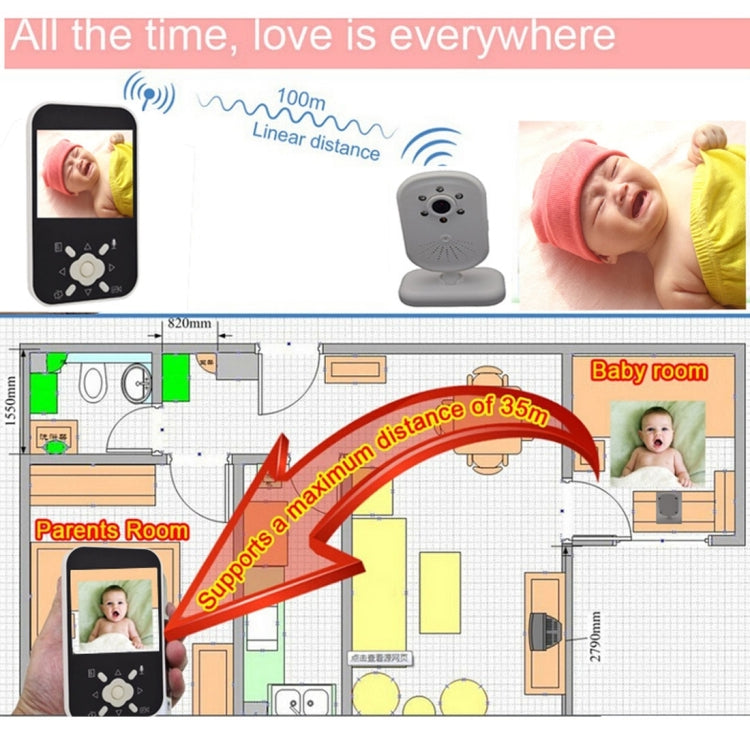 HT-S311 3.5 inch High Definition LCD Screen Video Recording Baby Monitor, Support Motion Detect