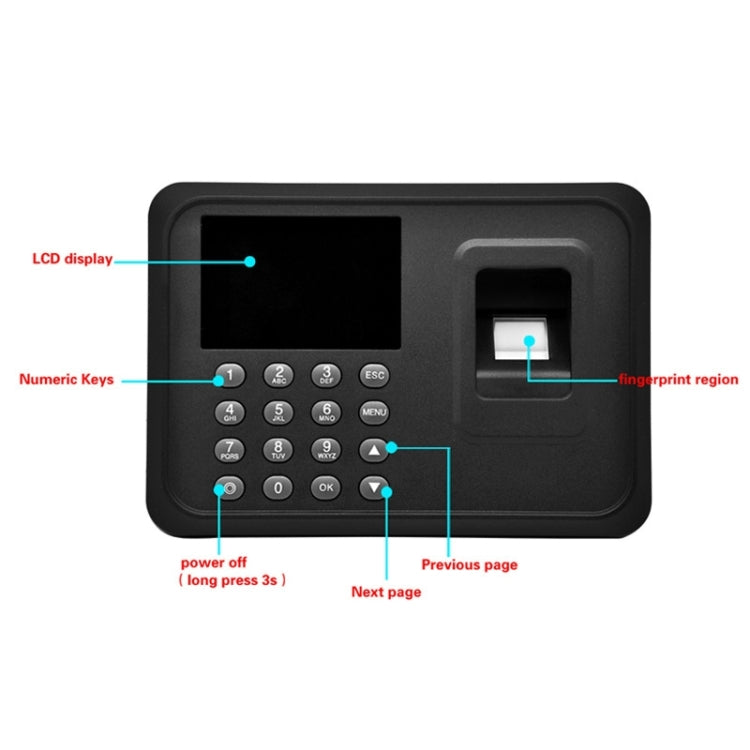 A6 2.4 inch Color TFT Screen Biometric Fingerprint Time Attendance, USB Communication Office Time Attendance Clock