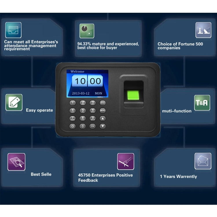 A6 2.4 inch Color TFT Screen Biometric Fingerprint Time Attendance, USB Communication Office Time Attendance Clock