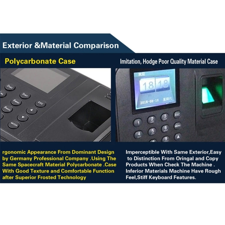 A6 2.4 inch Color TFT Screen Biometric Fingerprint Time Attendance, USB Communication Office Time Attendance Clock