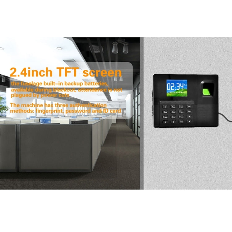 A9-TB 2.8 inch Color TFT Screen Backup Battery Fingerprint & RFID Time Attendance with TCP/IP & Access Control, USB Communication Office Time Attendance Clock