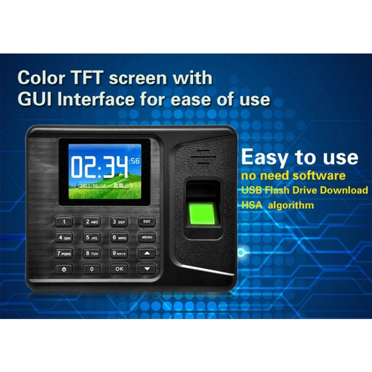 A-E260 2.8 inch TFT Color Screen Free Software Fingerprint Time Attendance, USB Communication Office Time Attendance Clock
