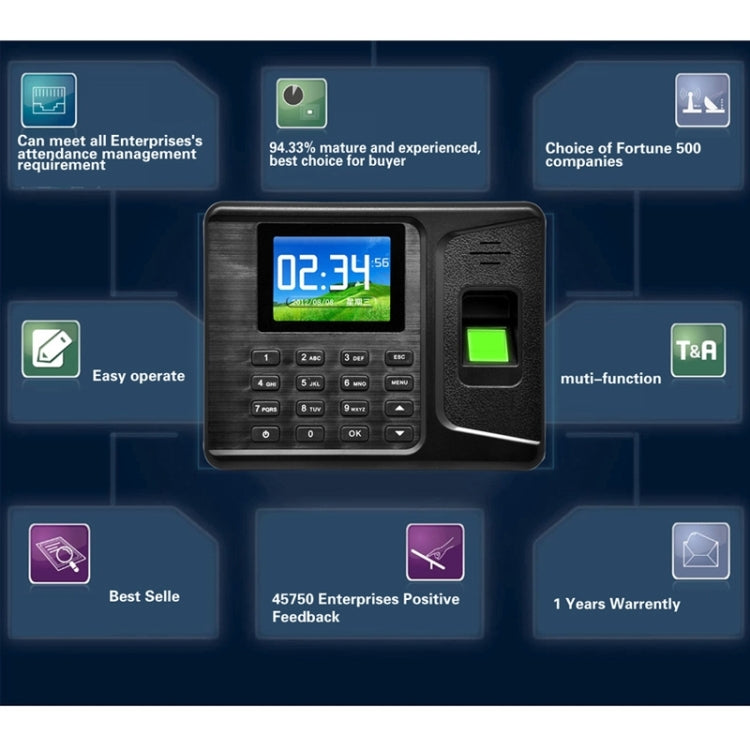 A-E260 2.8 inch TFT Color Screen Free Software Fingerprint Time Attendance, USB Communication Office Time Attendance Clock