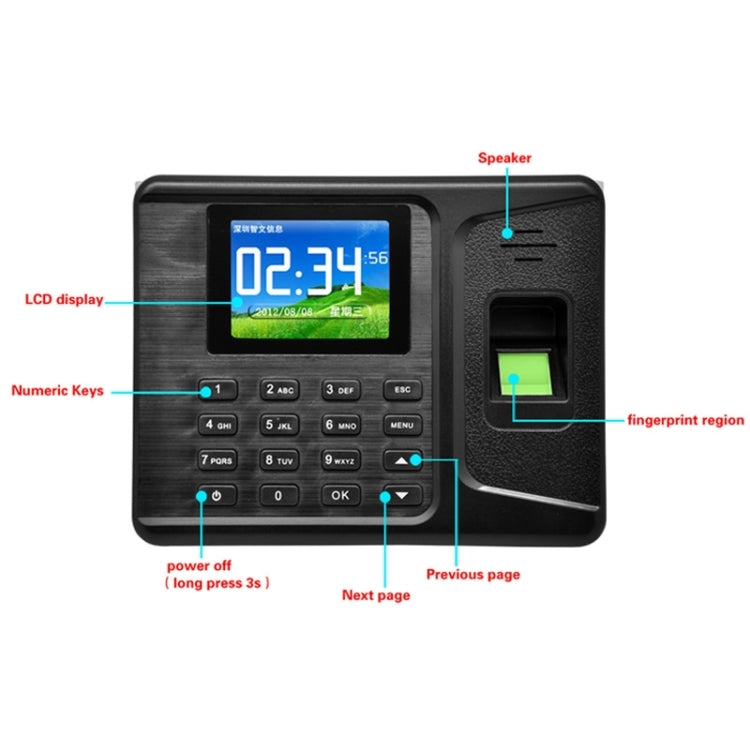 A-F260 2.8 inch Color TFT Screen Fingerprint & RFID Time Attendance, USB Communication Office Time Attendance Clock