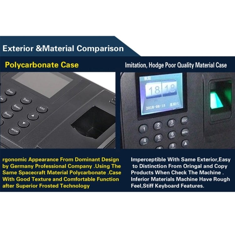 A-F260 2.8 inch Color TFT Screen Fingerprint & RFID Time Attendance, USB Communication Office Time Attendance Clock