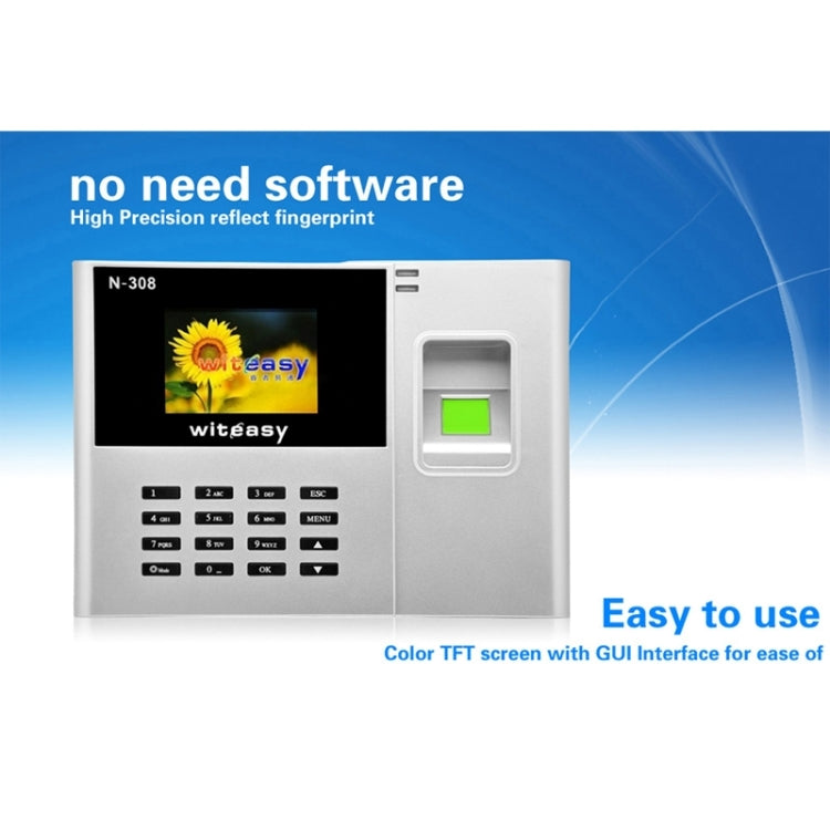 N-308-T 2.8 inch Color TFT Screen Fingerprint Time Attendance, TCP/IP Communication Office Time Attendance Clock