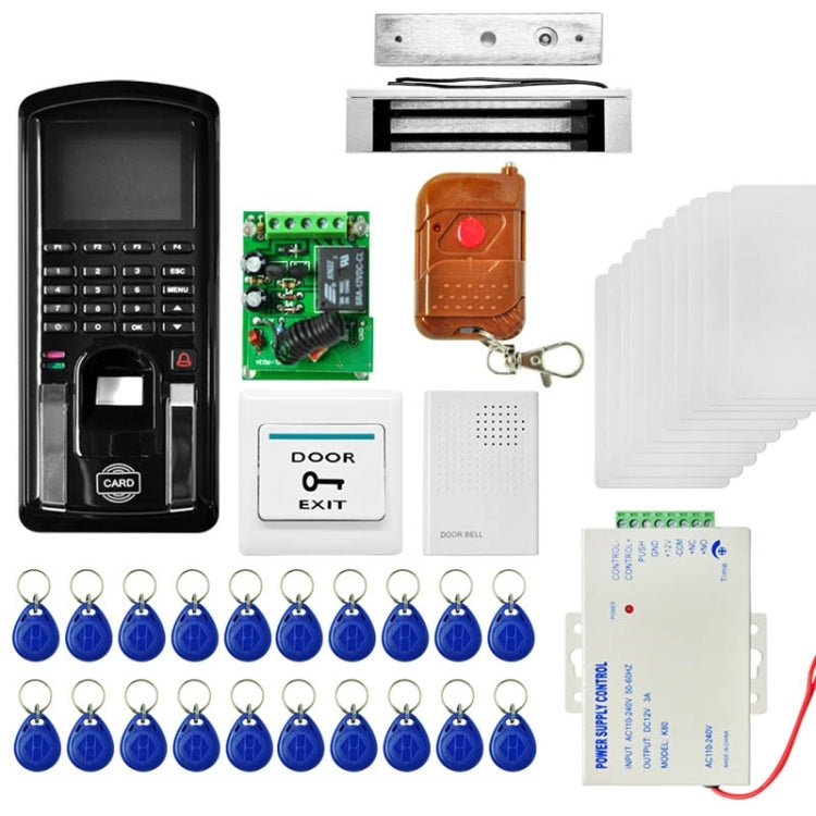 MJPT104 Fingprint & Password Access Control System Kits + Magnetic Lock + 20 ID Keyfobs + 10 ID Cards + Power Supply + Door Bell + Exit Button + Remote Controller