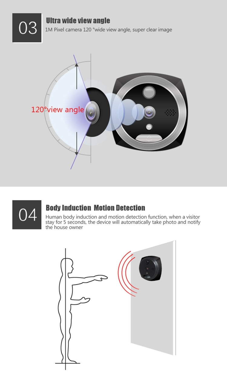 YB-50BG 4.63 inch Screen 1.0MP DANMINI Smart GSM Intercom Door Peephole Viewer, MTK 6260 ARM7 Core, Support TF Card & Night Vision