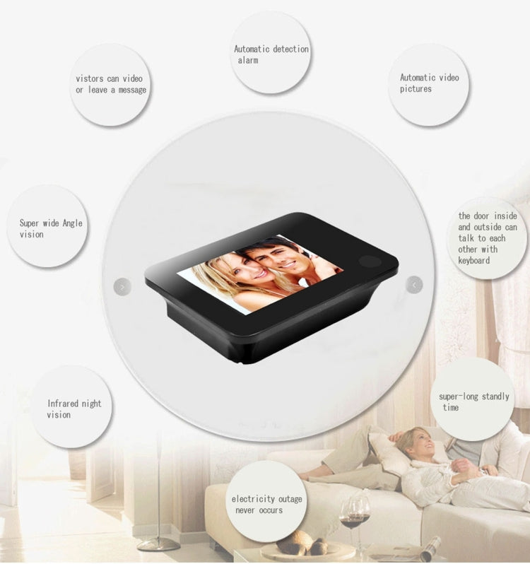 YB-35HD-M 3.5 inch Screen Mutiple Function Smart Door Peephole Viewer, 1.3MP Sensor Camera, Support Auto-Snapping & Night Vision