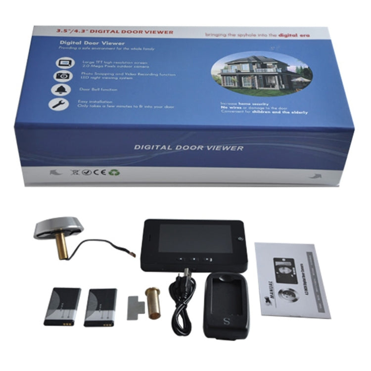 YB-43HD-M 4.3 inch Screen Mutiple Function Smart Door Peephole Viewer, 1.3MP Sensor Camera, Support Movement Detection & Night Vision