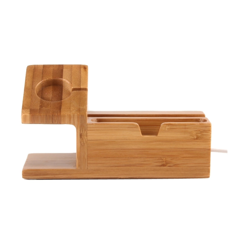 2 in 1 Bamboo Wooden Charger Holder with USB Cable for Apple Watch 38mm & 42mm / iPhone 6 & 6 Plus / iPhone 5 & 5S & 5C