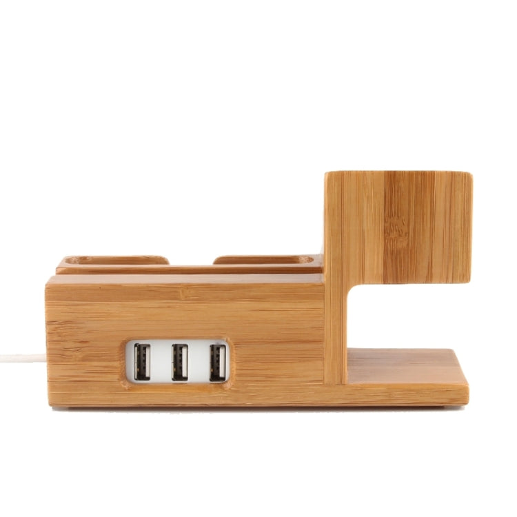 2 in 1 Bamboo Wooden Charger Holder with USB Cable for Apple Watch 38mm & 42mm / iPhone 6 & 6 Plus / iPhone 5 & 5S & 5C