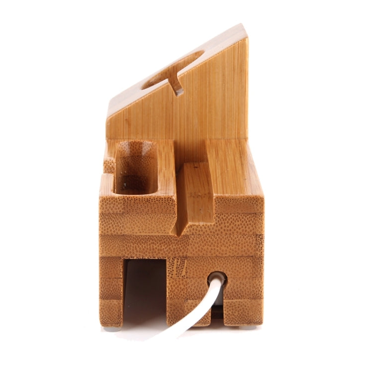 2 in 1 Bamboo Wooden Charger Holder with USB Cable for Apple Watch 38mm & 42mm / iPhone 6 & 6 Plus / iPhone 5 & 5S & 5C