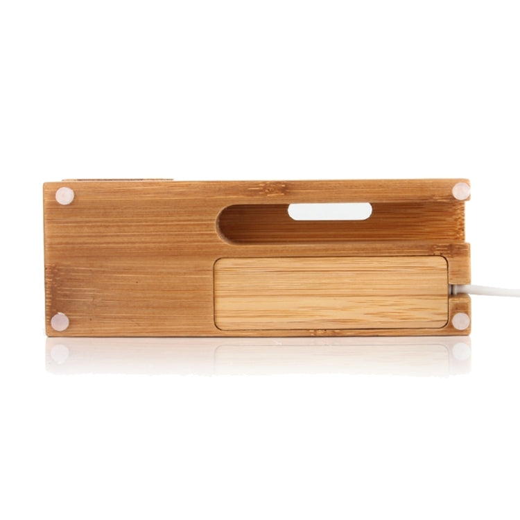 2 in 1 Bamboo Wooden Charger Holder with USB Cable for Apple Watch 38mm & 42mm / iPhone 6 & 6 Plus / iPhone 5 & 5S & 5C