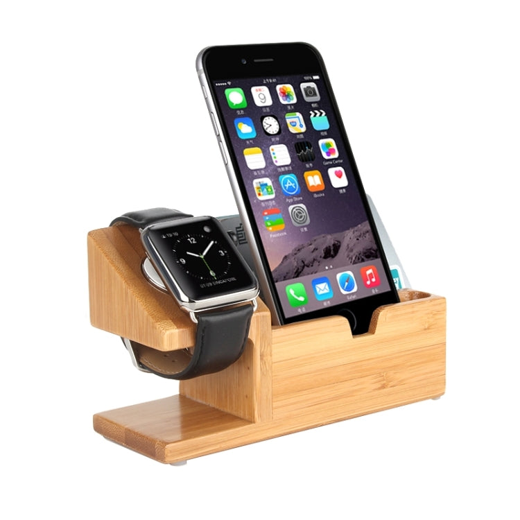 2 in 1 Bamboo Wooden Charger Holder with USB Cable for Apple Watch 38mm & 42mm / iPhone 6 & 6 Plus / iPhone 5 & 5S & 5C