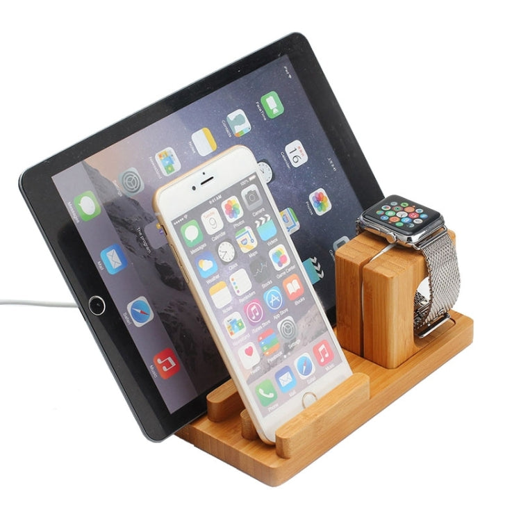 3 in 1 Bamboo Charging Holder Display Stand for Apple Watch 38mm & 42mm / iPhone 6 & 6 Plus / iPhone 5 & 5S & 5C / iPad