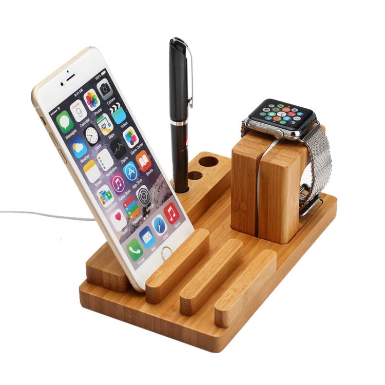 3 in 1 Bamboo Charging Holder Display Stand for Apple Watch 38mm & 42mm / iPhone 6 & 6 Plus / iPhone 5 & 5S & 5C / iPad