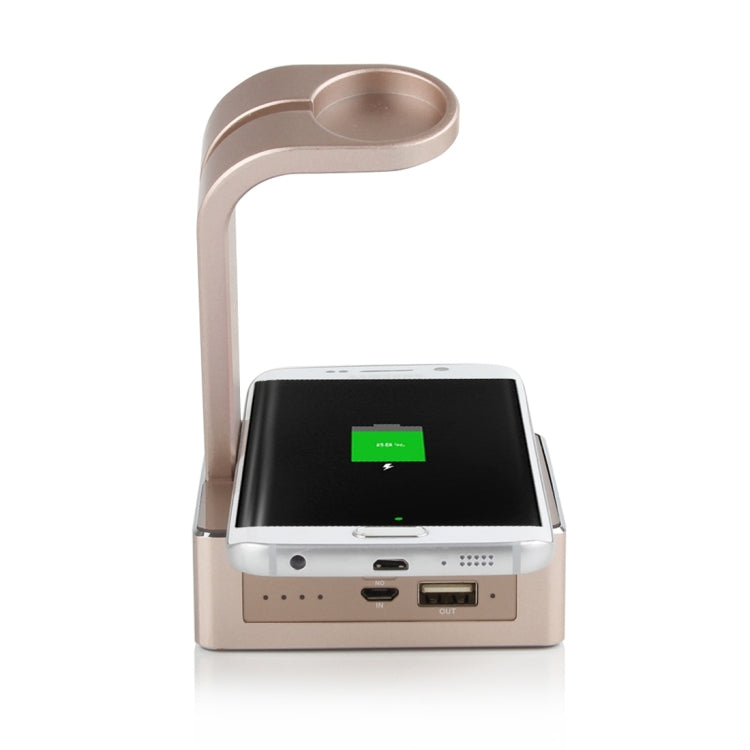 Metal Holder for Apple Watch 38mm & 42mm with Wireless Charger & Power Bank, Wireless Charger for Galaxy S6 / S6 edge / S6 edge Plus / Note 5, Apple Watch Charging Cable Not Included