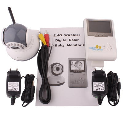 2.4GHZ Wireless Digital Baby Monitor Two way Speaker & Night Vision, Built-in rechargeable Li-battery(White)