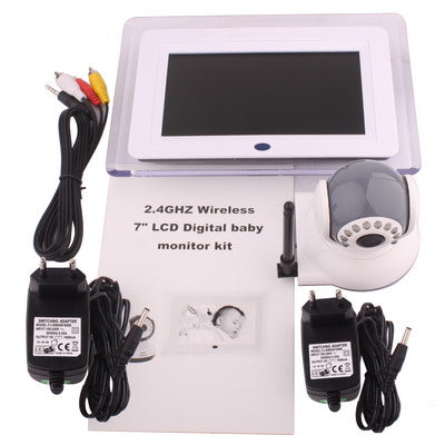 7 inch Digital LCD Baby Monitor Kit, Support Night Camera, AV OUT(White)