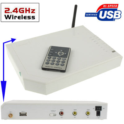 USB 2.0 2.4GHz Wireless Receiving 4-Channel Multiplexer (Monitor)(White)