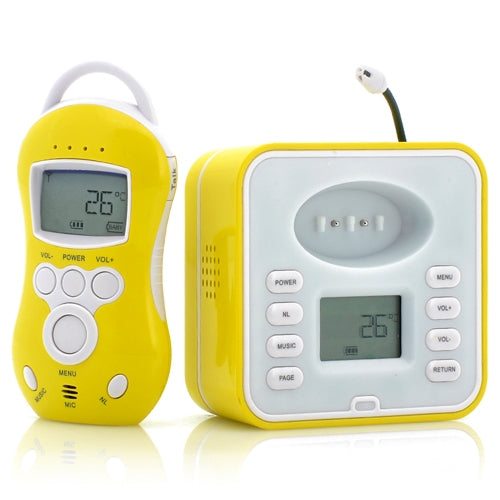 Two Way Audio Wireless Baby Monitor with Charging Dock, 300m Range Temperature Sensor & Temperature Range Alert (I386)(Yellow)