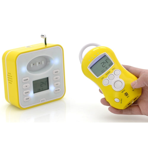 Two Way Audio Wireless Baby Monitor with Charging Dock, 300m Range Temperature Sensor & Temperature Range Alert (I386)(Yellow)