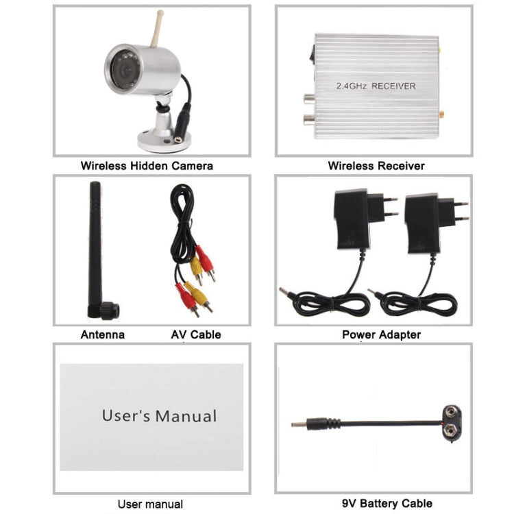 2.4GHz Wireless Receiver and Waterproof Camera 11 LED, Built in Microphone for Audio Monitoring, Support Night Vision (Effective Range:7m), Max Support 4 Cameras