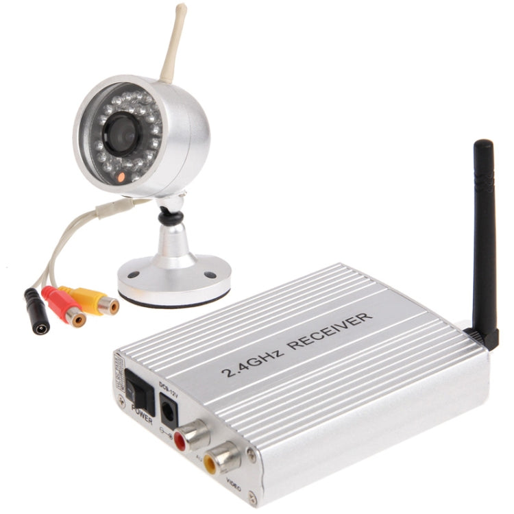 2.4GHz Wireless Receiver and Waterproof Camera 30 LED, Built in Microphone for Audio Monitoring, Support Night Vision (Effective Range:15m), Max Support 4 Cameras