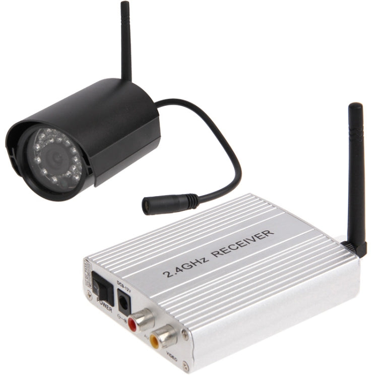 2.4GHz Wireless Receiver and Camera 24 LED, Built in Microphone for Audio Monitoring, Support Night Vision (Effective Range: 15m), CCD 420 TV Line, Max Support 4 Cameras