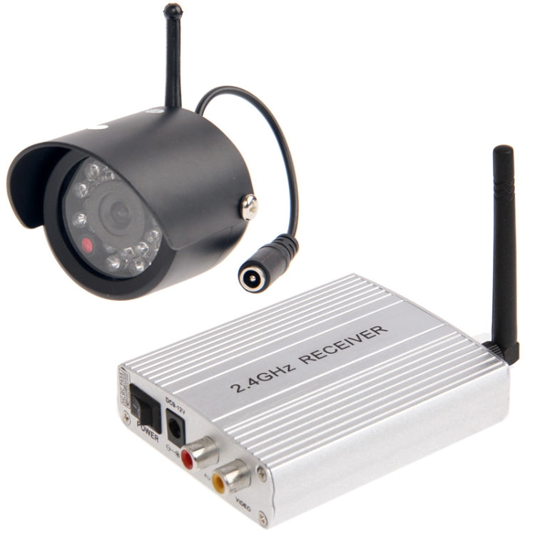 2.4GHz Wireless Receiver and Waterproof Camera 24 LED, Built in Microphone for Audio Monitoring, Support Night Vision (Effective Range:15m), CCD 420 TV Line, Max Support 4 Cameras
