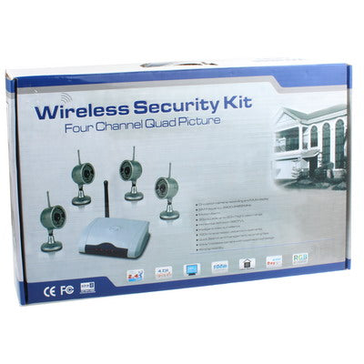 Wireless Audio 4 Camera Security System Kit with Remote Control, Waterproof Camera with 30 LED infrared lamps and 15m night vision distance
