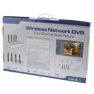 Wireless Security System 4Ch Network DVR W/4 IR Cameras, Night Vision Distance: 10m(Silver)