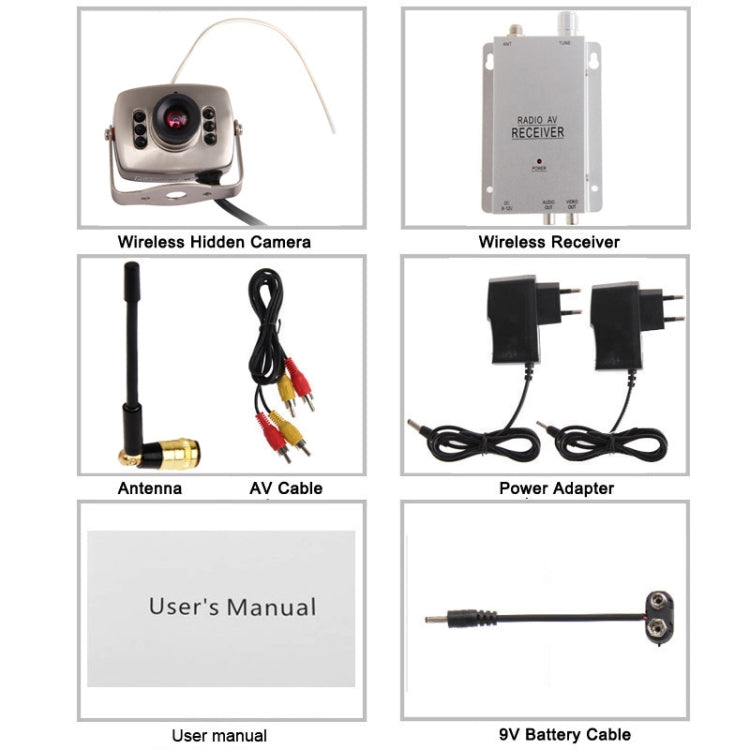 1.2G Wireless Receiver and Infrared Camera 6 LED, Wireless Surveillance System, Unobstructed Effective Range: 50m -100m