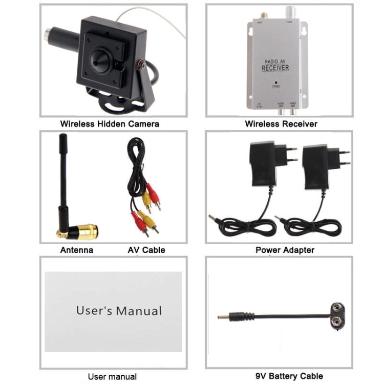 1.2G Wireless Receiver and CCD Style Infrared Camera, Unobstructed Effective Range: 50m -100m