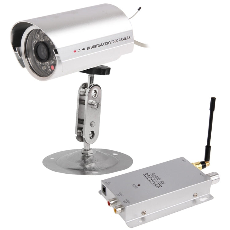 1.2G Wireless Receiver and Waterproof Infrared Digital CCD Video Camera 24 LED, with 360 Degree Rotatable Metal Holder