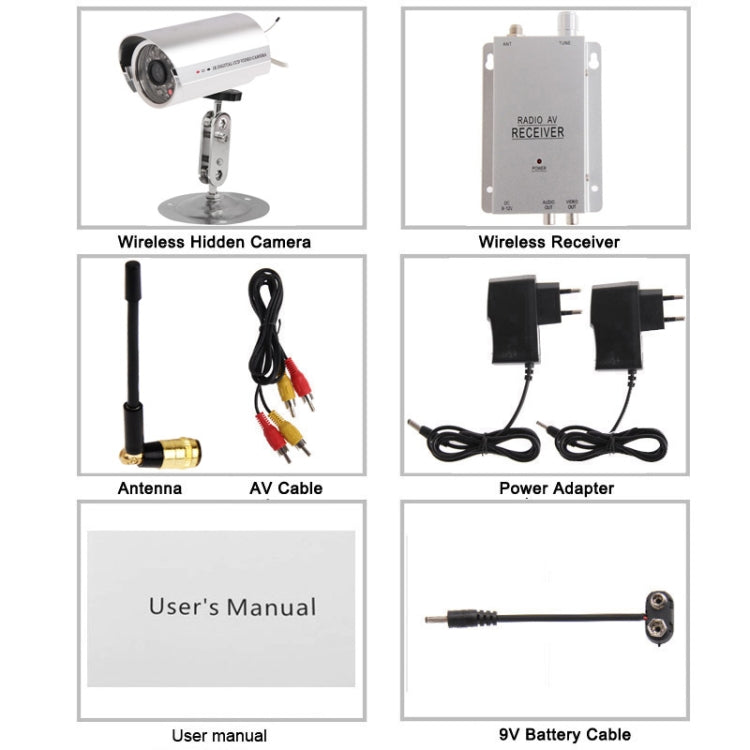 1.2G Wireless Receiver and Waterproof Infrared Digital CCD Video Camera 24 LED, with 360 Degree Rotatable Metal Holder