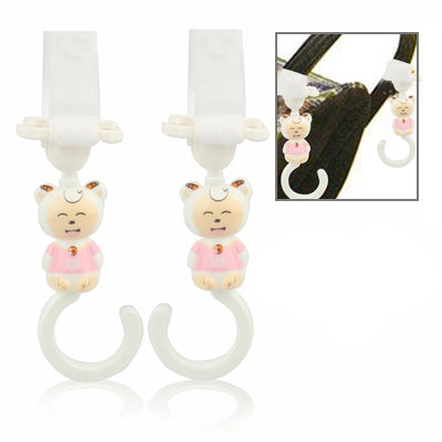 2x Cartoon Style Hook with hook and loop fastener Strap(White)