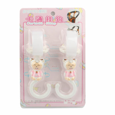 2x Cartoon Style Hook with hook and loop fastener Strap(White)