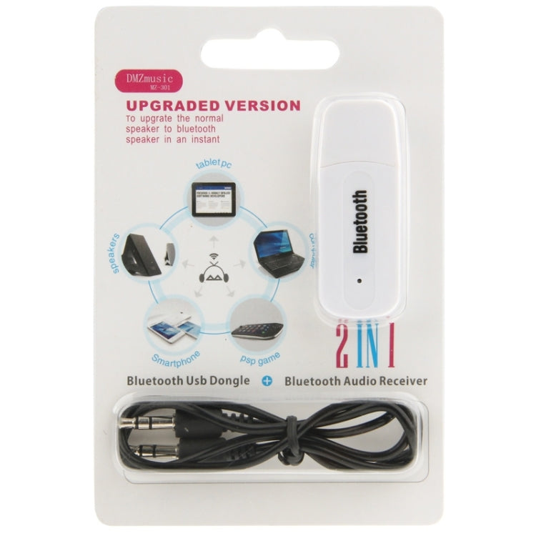 MZ-301 USB Bluetooth 3.5mm Stereo Music Receiver Adapter with MIC