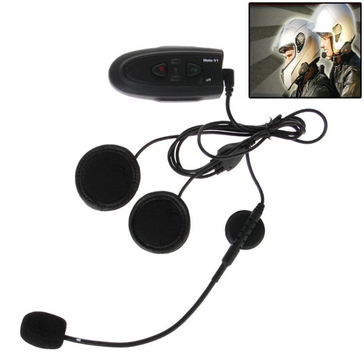 V1-10M Motorcycle Bluetooth V4.0 + EDR Headset Support Calls(Black)